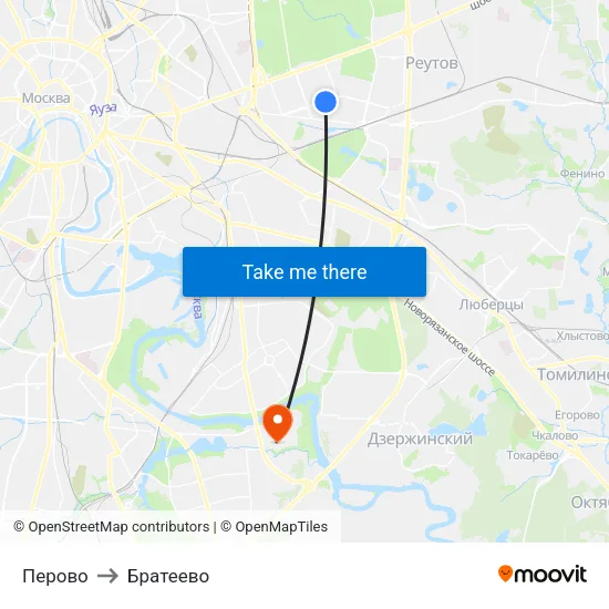 Перово to Братеево map