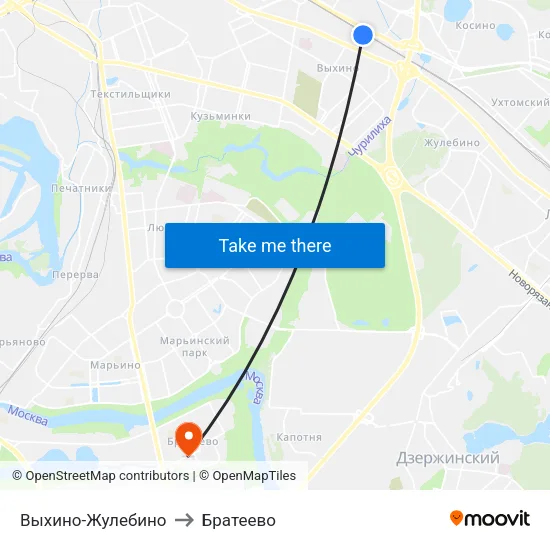 Выхино-Жулебино to Братеево map