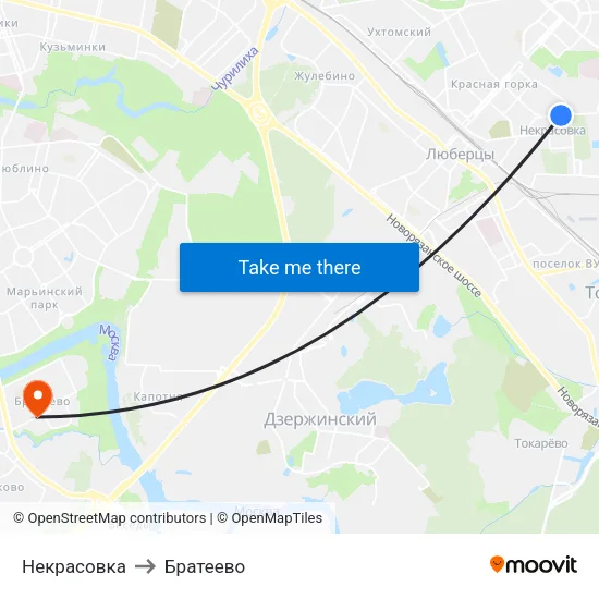 Некрасовка to Братеево map