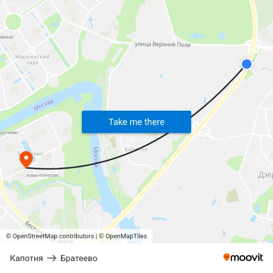Капотня to Братеево map