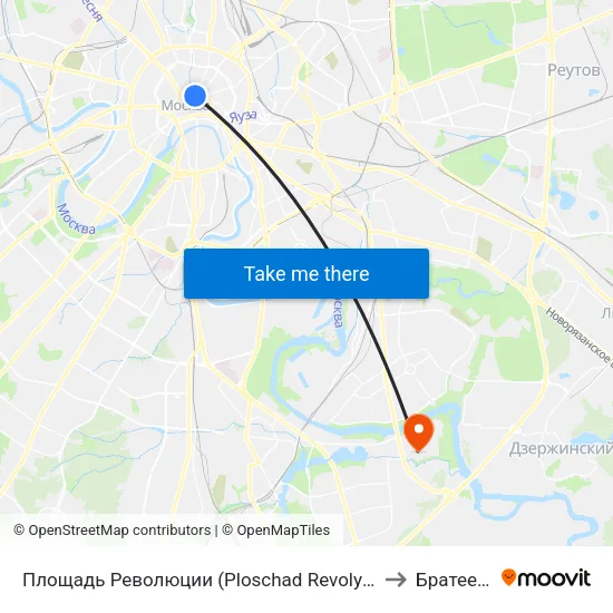Площадь Революции (Ploschad Revolyutsii) to Братеево map