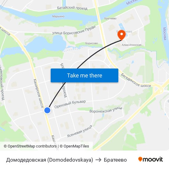 Домодедовская (Domodedovskaya) to Братеево map