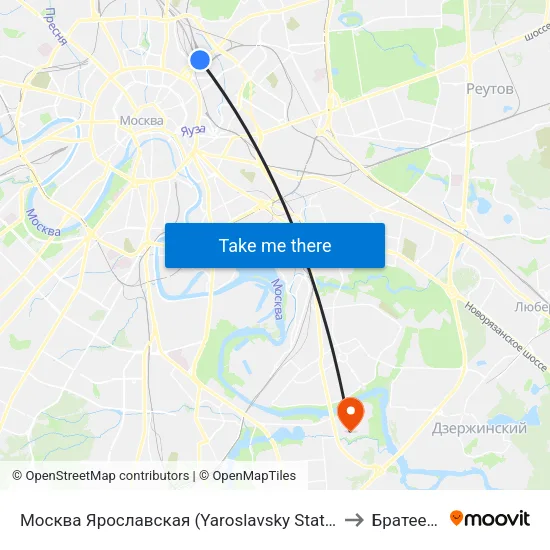 Москва Ярославская (Yaroslavsky Station) to Братеево map