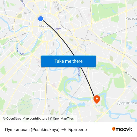 Пушкинская (Pushkinskaya) to Братеево map
