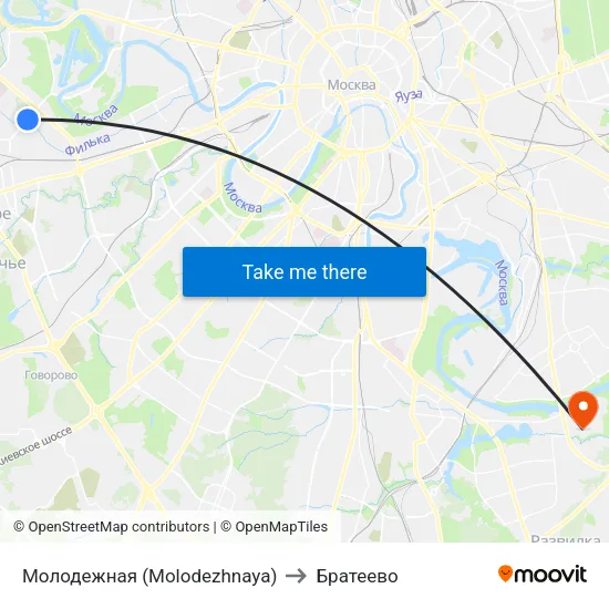 Молодежная (Molodezhnaya) to Братеево map
