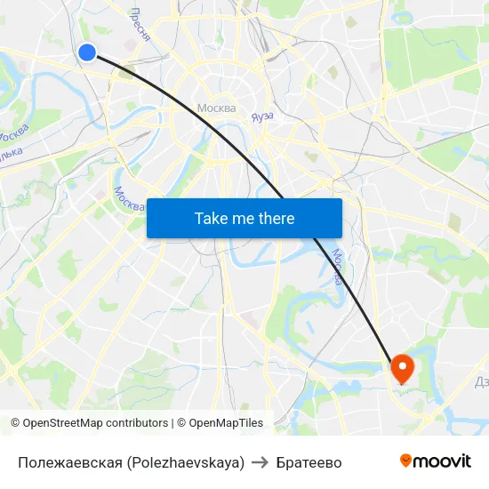 Полежаевская (Polezhaevskaya) to Братеево map
