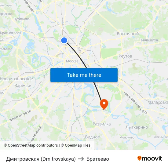 Дмитровская (Dmitrovskaya) to Братеево map