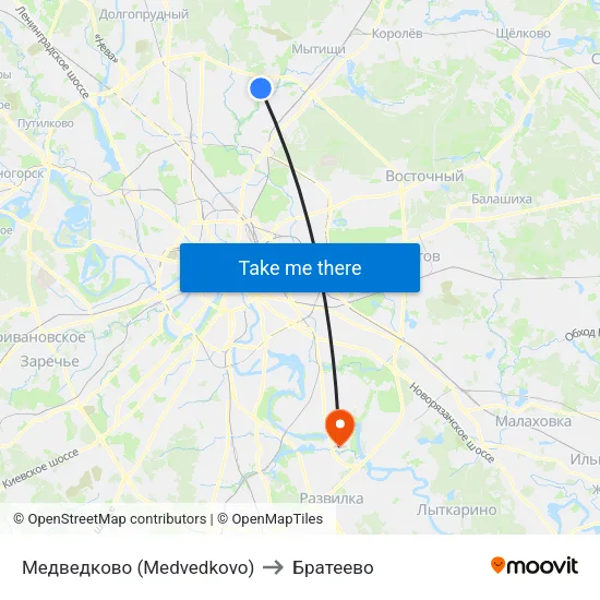 Медведково (Medvedkovo) to Братеево map