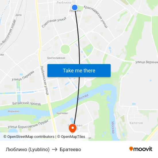 Люблино (Lyublino) to Братеево map