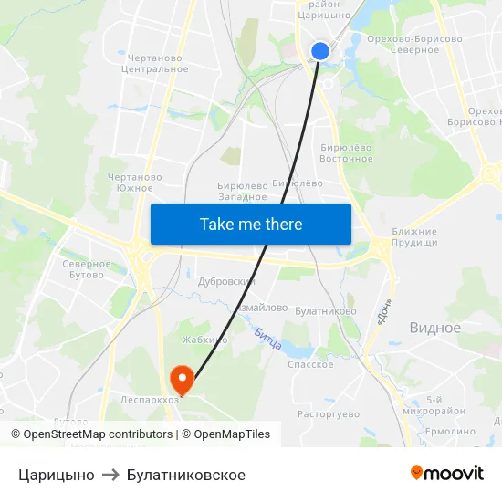 Царицыно to Булатниковское map