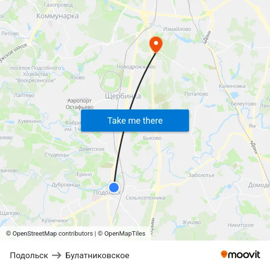 Подольск to Булатниковское map