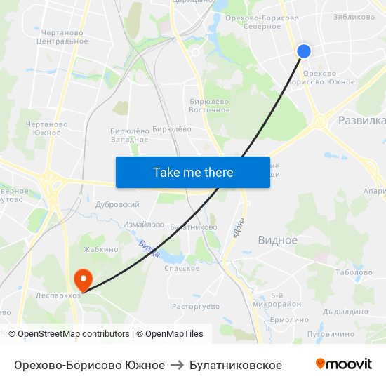 Орехово-Борисово Южное to Булатниковское map
