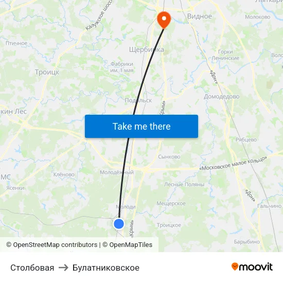 Столбовая to Булатниковское map