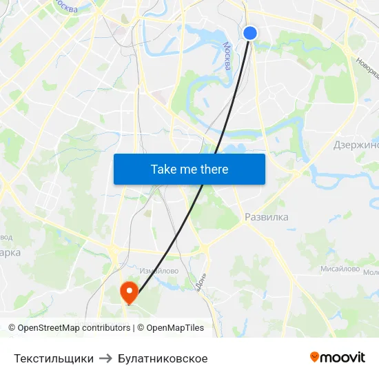 Текстильщики to Булатниковское map