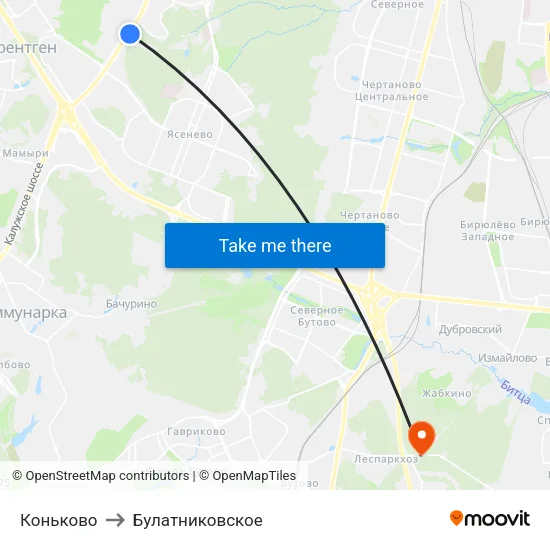 Коньково to Булатниковское map
