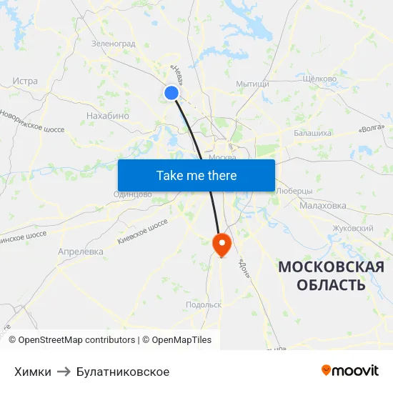 Химки to Булатниковское map