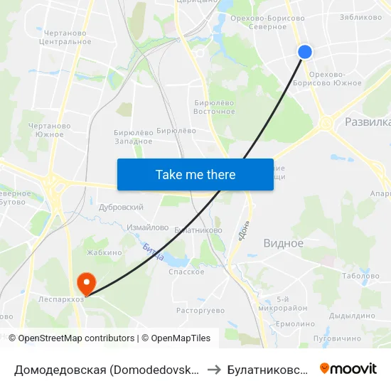 Домодедовская (Domodedovskaya) to Булатниковское map