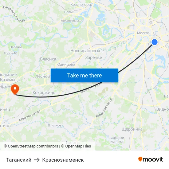 Таганский to Краснознаменск map