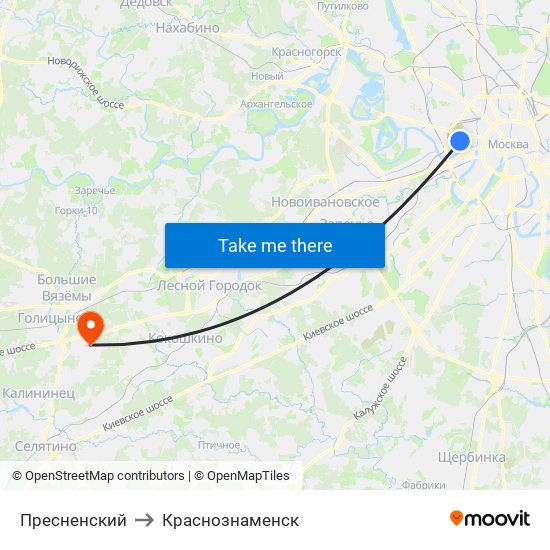 Пресненский to Краснознаменск map