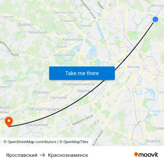 Ярославский to Краснознаменск map