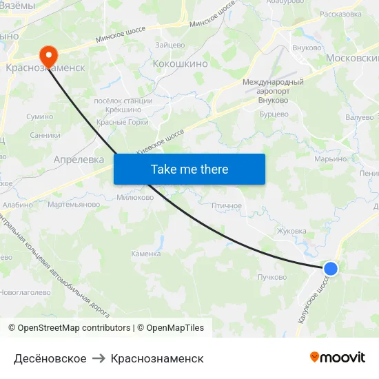 Десёновское to Краснознаменск map