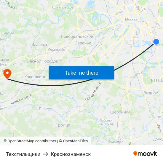 Текстильщики to Краснознаменск map
