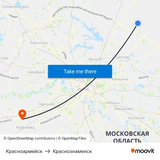 Красноармейск to Краснознаменск map