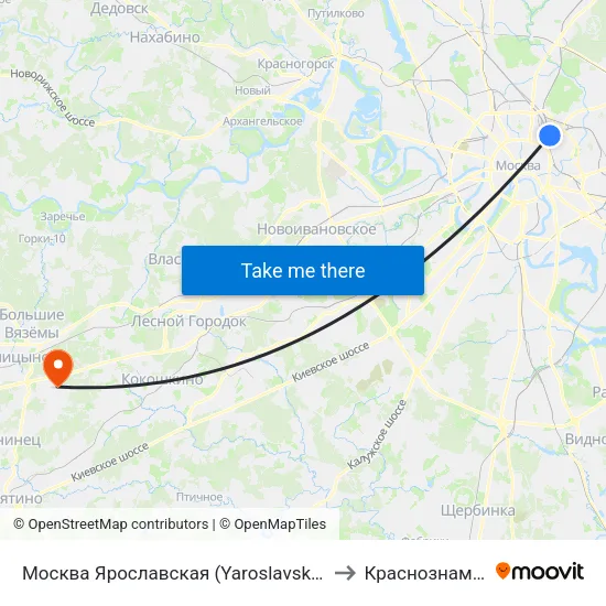 Москва Ярославская (Yaroslavsky Station) to Краснознаменск map