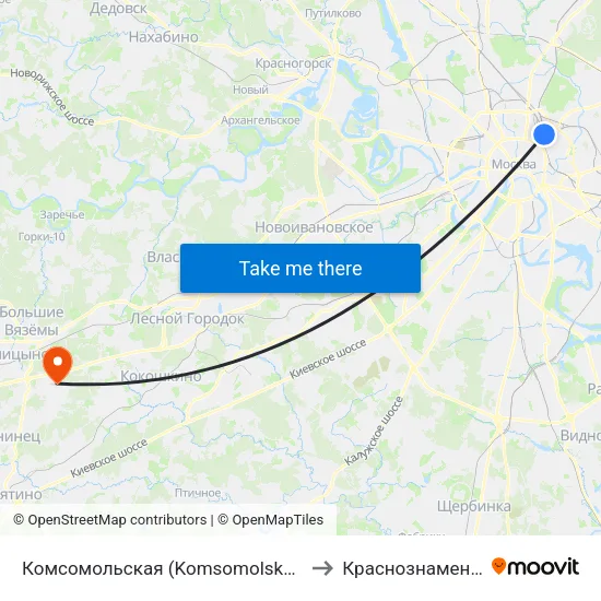 Комсомольская (Komsomolskaya) to Краснознаменск map