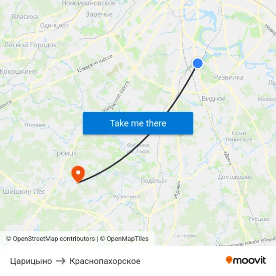 Царицыно to Краснопахорское map