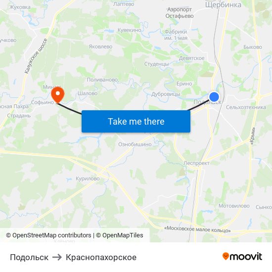 Подольск to Краснопахорское map