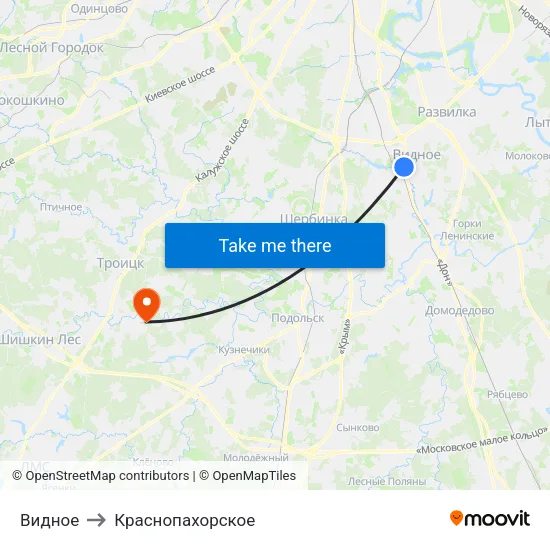Видное to Краснопахорское map