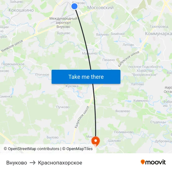 Внуково to Краснопахорское map