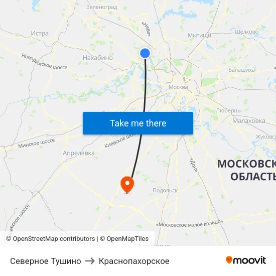 Северное Тушино to Краснопахорское map