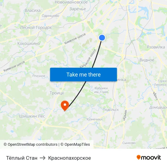 Тёплый Стан to Краснопахорское map