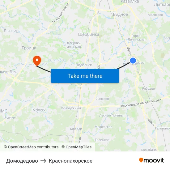 Домодедово to Краснопахорское map