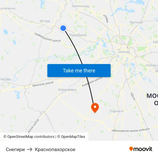 Снегири to Краснопахорское map