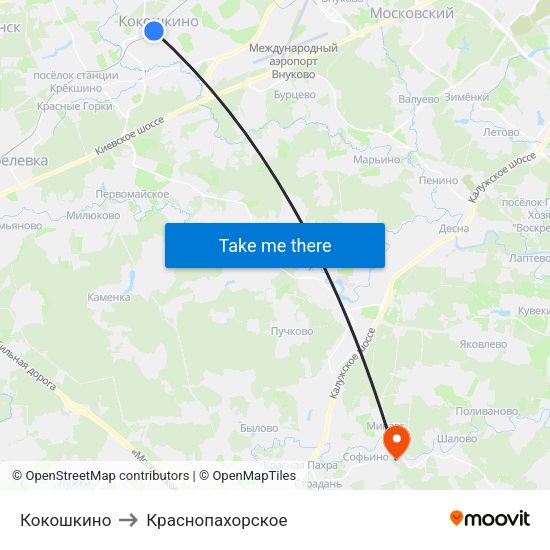 Кокошкино to Краснопахорское map