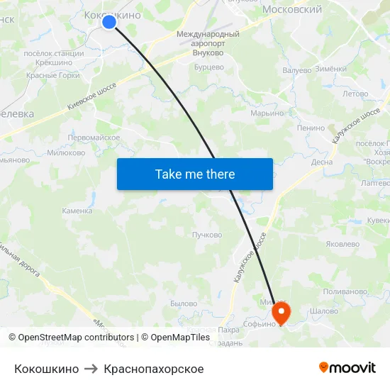 Кокошкино to Краснопахорское map