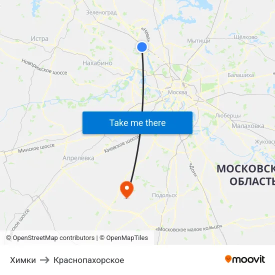 Химки to Краснопахорское map