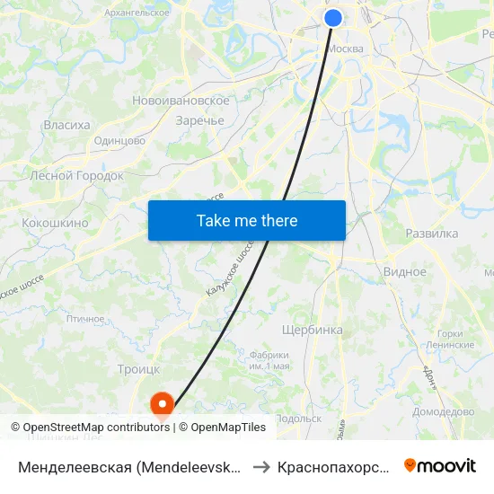 Менделеевская (Mendeleevskaya) to Краснопахорское map