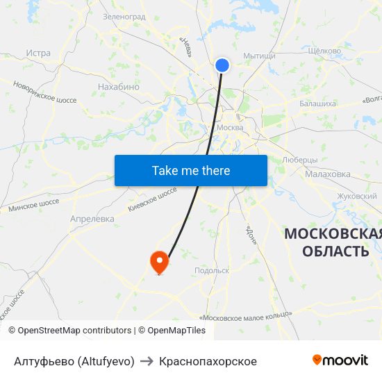 Алтуфьево (Altufyevo) to Краснопахорское map