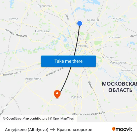 Алтуфьево (Altufyevo) to Краснопахорское map
