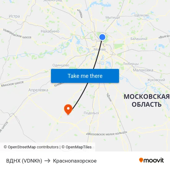 ВДНХ (VDNKh) to Краснопахорское map
