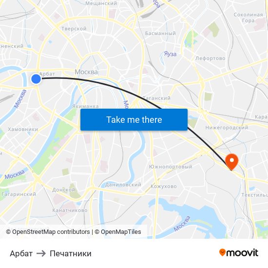 Арбат to Печатники map
