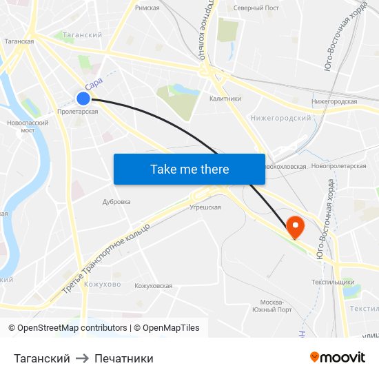 Таганский to Печатники map