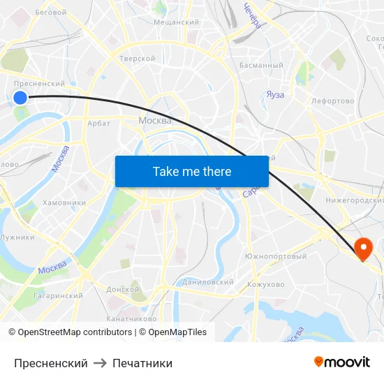 Пресненский to Печатники map