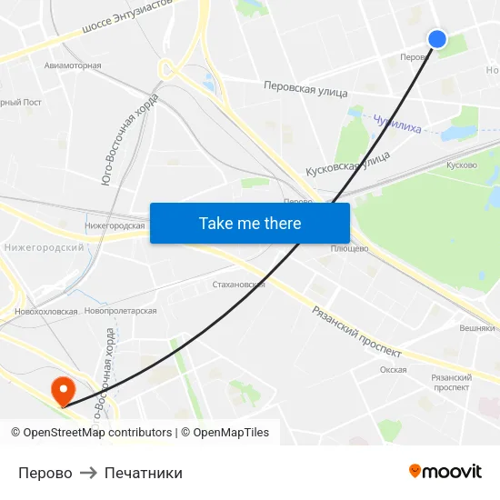 Перово to Печатники map
