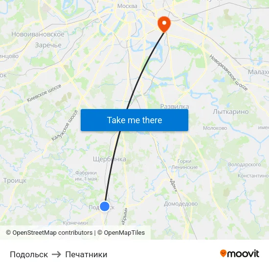 Подольск to Печатники map