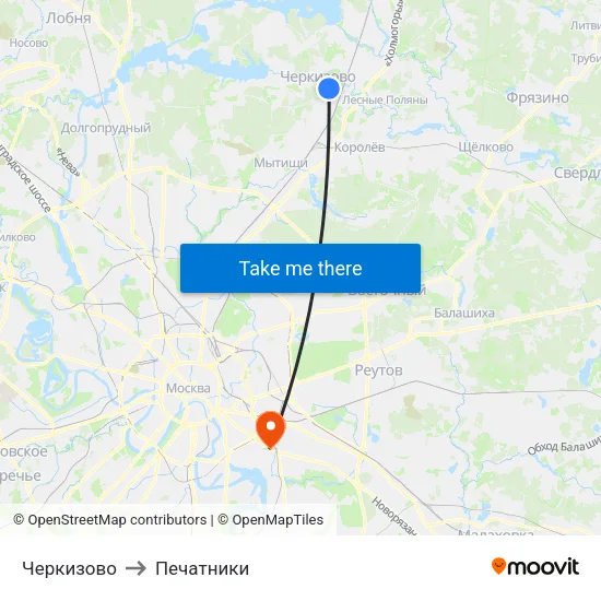 Черкизово to Печатники map